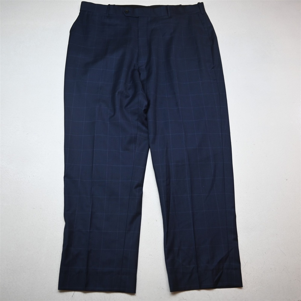 Bespoke 38x29 Blue Windowpane Reda 1865 Milano Straight Dress Mens Pants